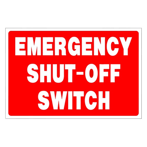 Aluminum Sign: EMERGENCY SHUT OFF SWITCH, W/R - Graphic Overlays & Decals